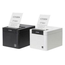 CT-E301, USB, 8 pts/mm (203 dpi), massicot, blanc